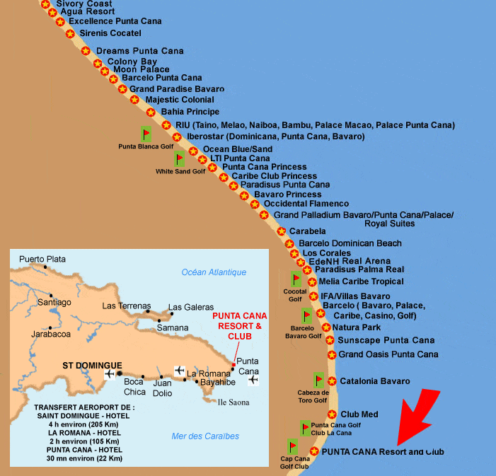 map of dominican republic punta cana. punta cana hotels map